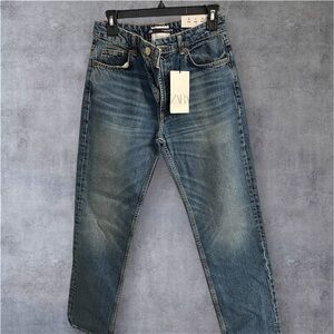 Zara Women's Blue Straight Leg Jeans